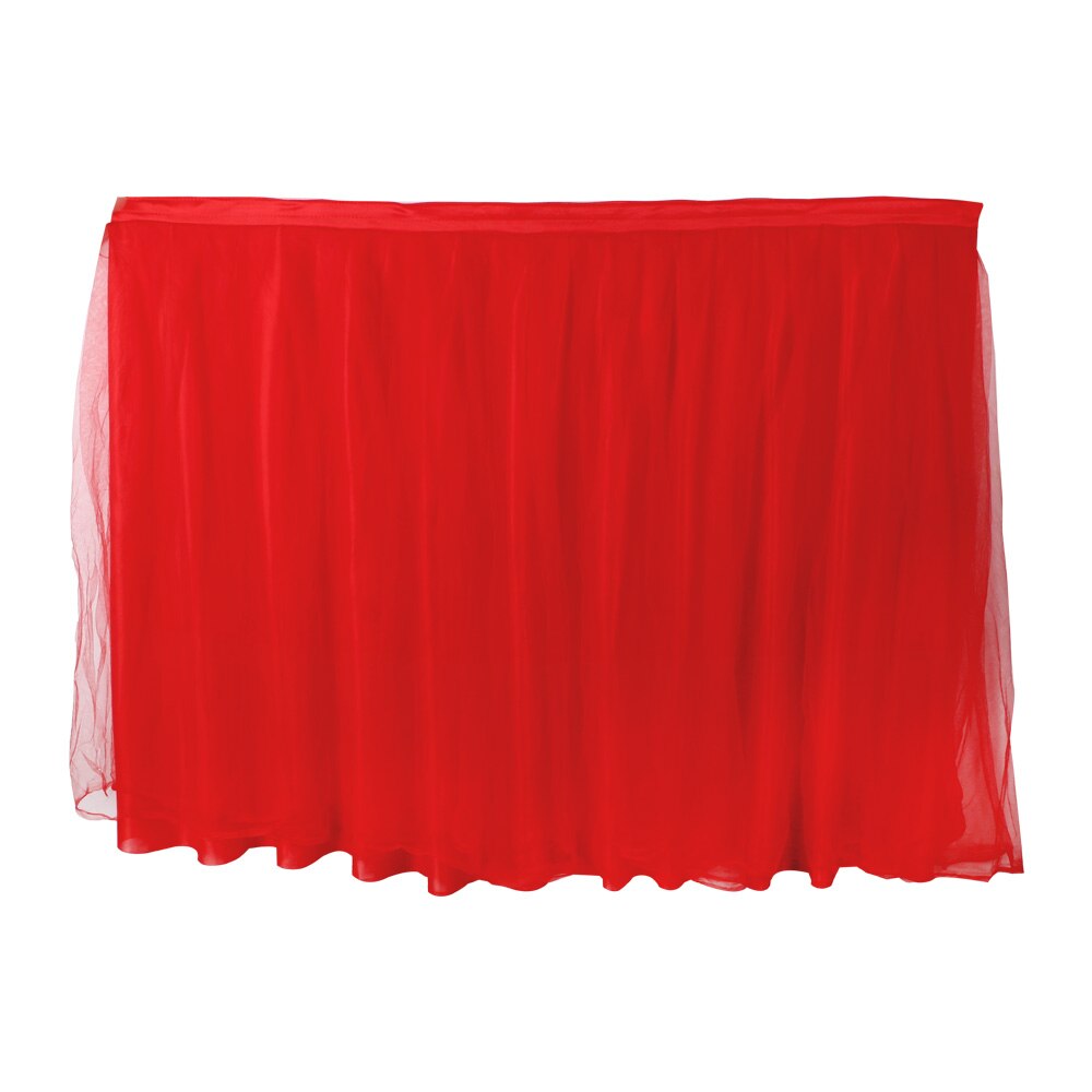 Hilife party tyll tutu 75*100cm multi färger bordskjol bröllopsfest dekoration med 3 bordsklämmor: Röd