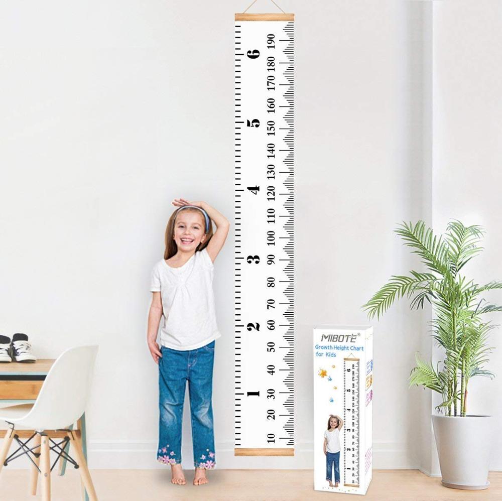 Baby Growth Chart Canvas Wall Hanging Measuring Rulers for Kids Boys Girls Room Decoration Nursery Removable Height and Growth