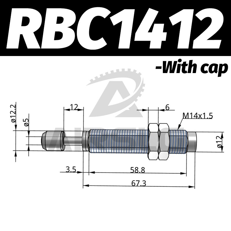 Pneumatisk hydraulisk støtdemper justerbar hydraulisk buffer rb serie  rb0805 rb1007 med hette rbc 1007 rbc 2725: Rbc 1412