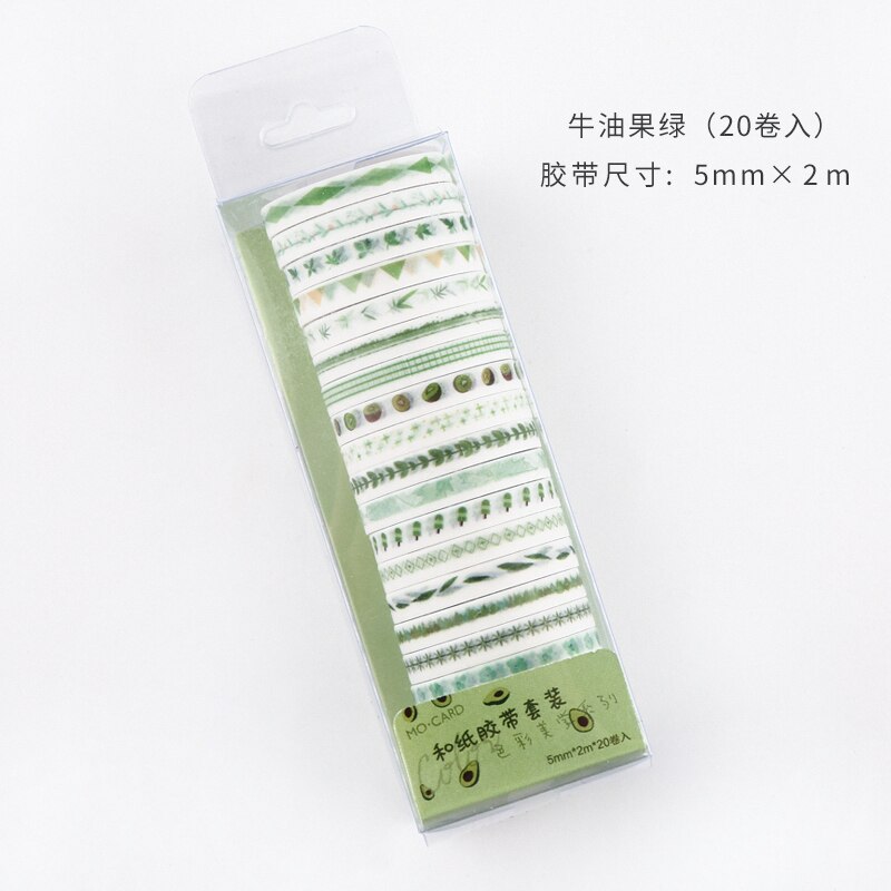 Journamm 5mm*2m*20pcs Color Tapes Janpaese Journal Delicacy Styling Bullet Journaling Adhesive Scrapbooking Deco Masking Tapes
