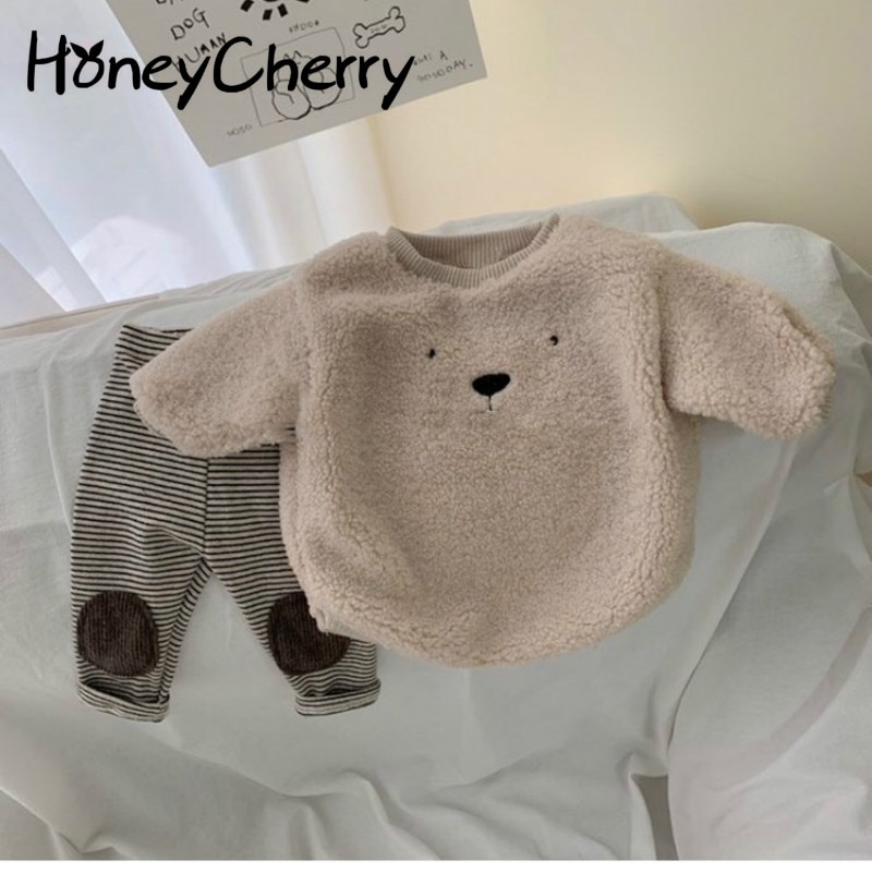 Baby winter warm plush bear embroidered Jacket toddler girl clothes boy clothes