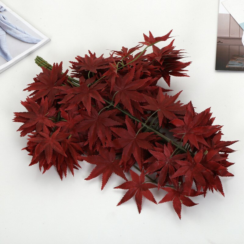Autumn Maple Leaf Artificial Silk Green Plant Decor for Home Party Christmas Garden Maple Leaves Plant Wall Decor