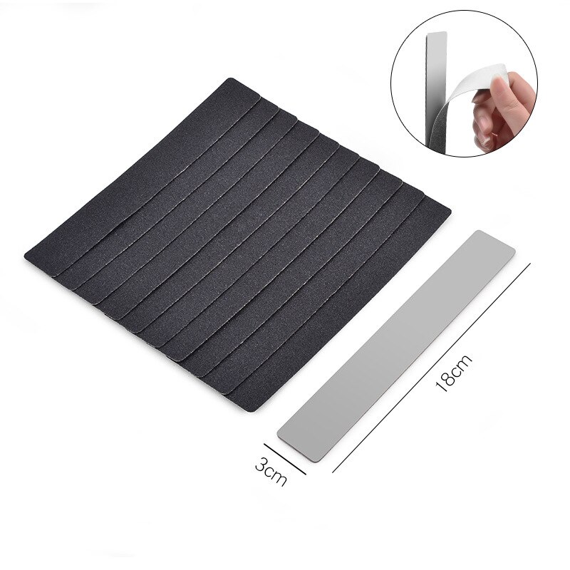Recambio de limas de uñas de acero inoxidable, bloque de pulido, mango de Metal con 10 Uds. De tiras de papel de arena negra, Lima de manicura de lijado: 01