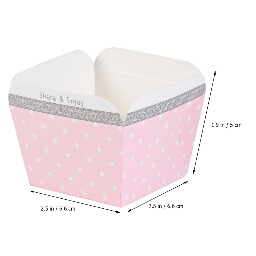 100 pièces mignon papier Cupcake tasses carré jetable gâteau tasse résistant à la chaleur Dessert bols Mini gâteau boîte fournitures de fête (point bleu)