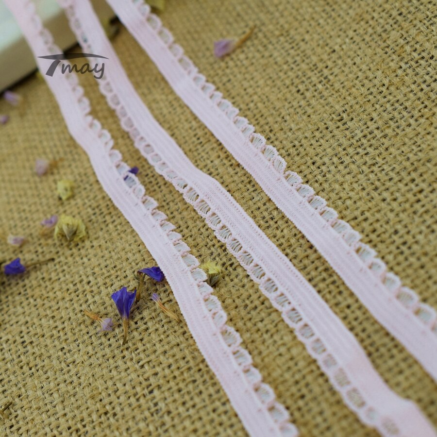 #1399 Latest Light Pink Colour Edge Elastic Bands Scallop rubber bands for hair Lace Trim Elastic Ribbon Baby Girl skirt