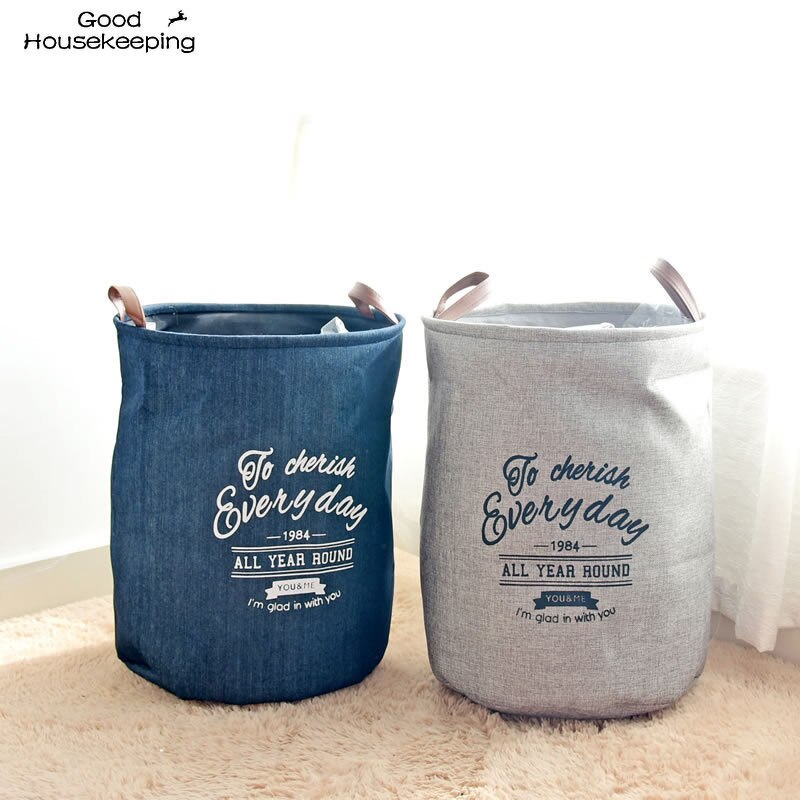 Basket Stand Laundry Basket Toy Storage Box Large Bag Cotton Washing Dirty Clothes Big Basket Organizer Bin Handle