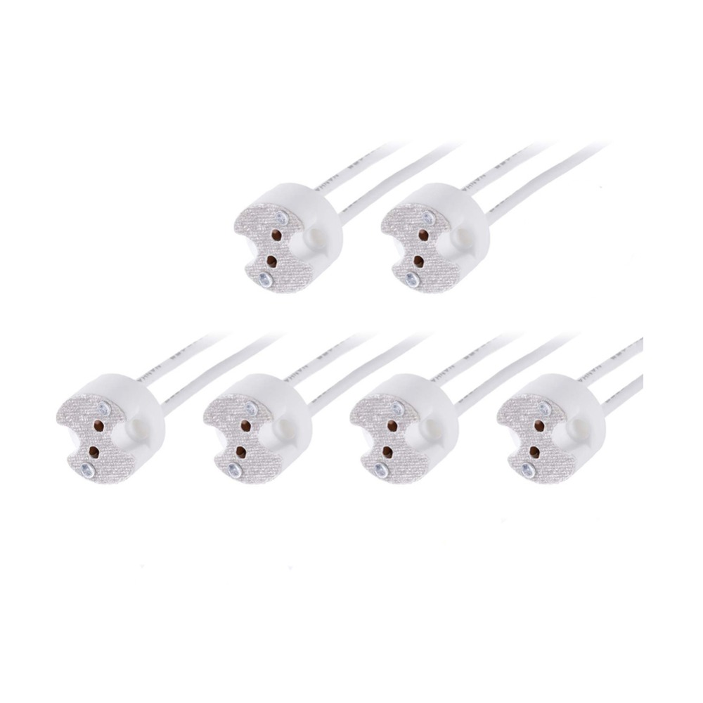 6Pcs/Lot MR16 Lamp Base MR11 GU5.3 G4 Ceramic Connector Socket Light Holder with Wire for LED Halogen Bulb