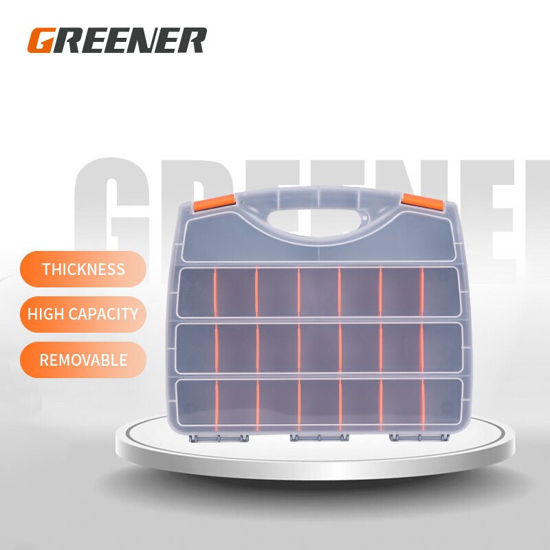 GREENER Plastic Portable Parts Box Screw Storage Box Metal Parts Hardware Tool Screwdriver Auto Repair Divided Material Tool Box