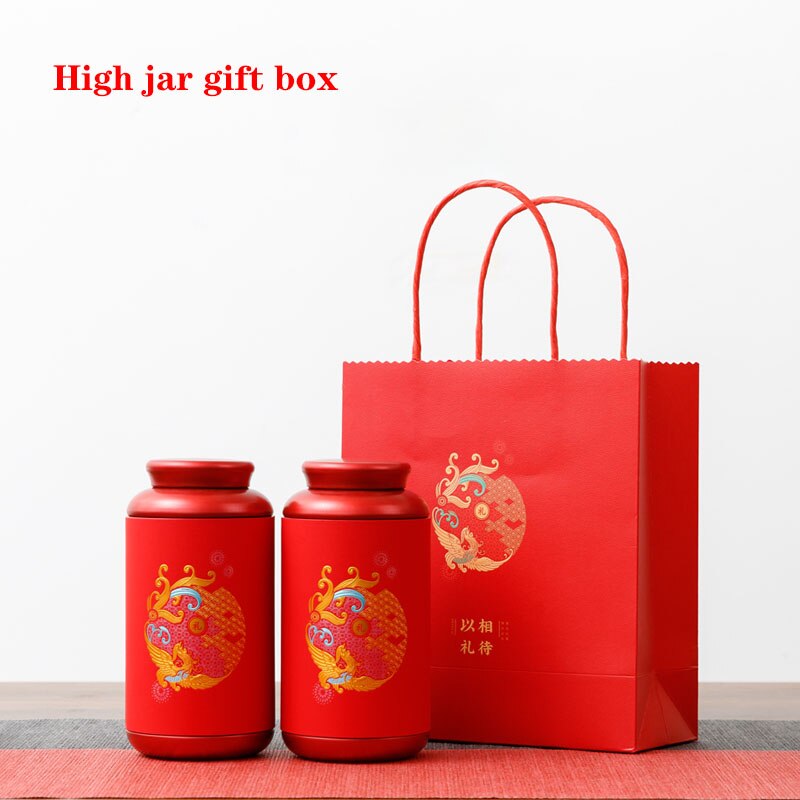Contenedor sellado de Metal para el hogar, contenedor cilíndrico de Color sólido Universal para té y café, Chocolate, lata de Metal, caja de de almacenamiento: Hligh jar box red