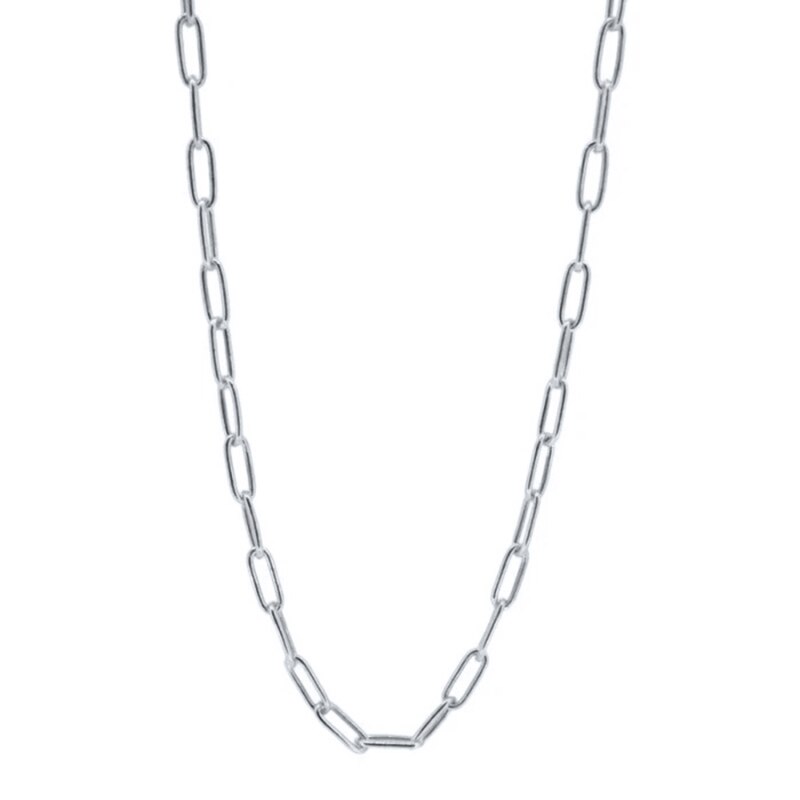 Roxi papirclips kvinder chocker halskæde minimalisme kraveben halskæder 925 sterling sølv fine smykker kæde kraver: Sølv