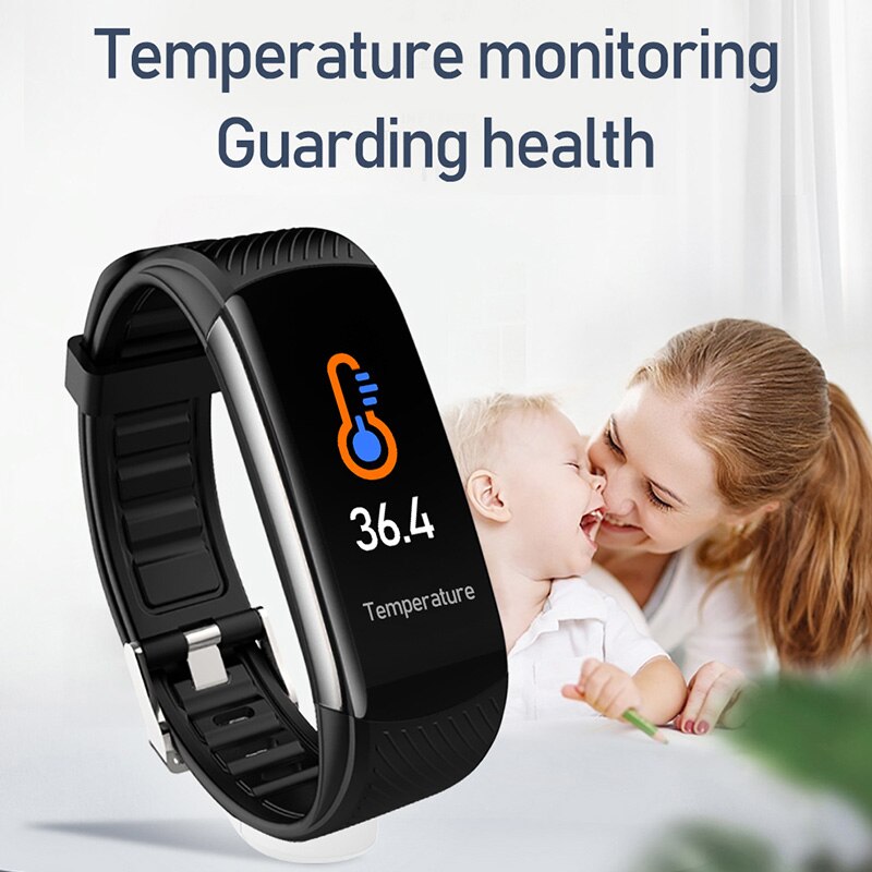 Sporthorloge heren digitaal lichaamstemperatuur polshorloges dames elektronische digitale klok siliconen band bloeddruk android ios
