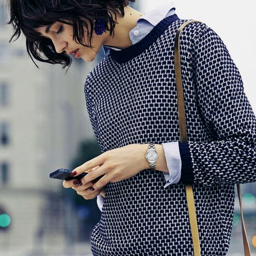 femme quotidien étanche mouvement à Quartz montres montre d'affaires pointeurs poignet horloge en acier inoxydable bracelet de montre