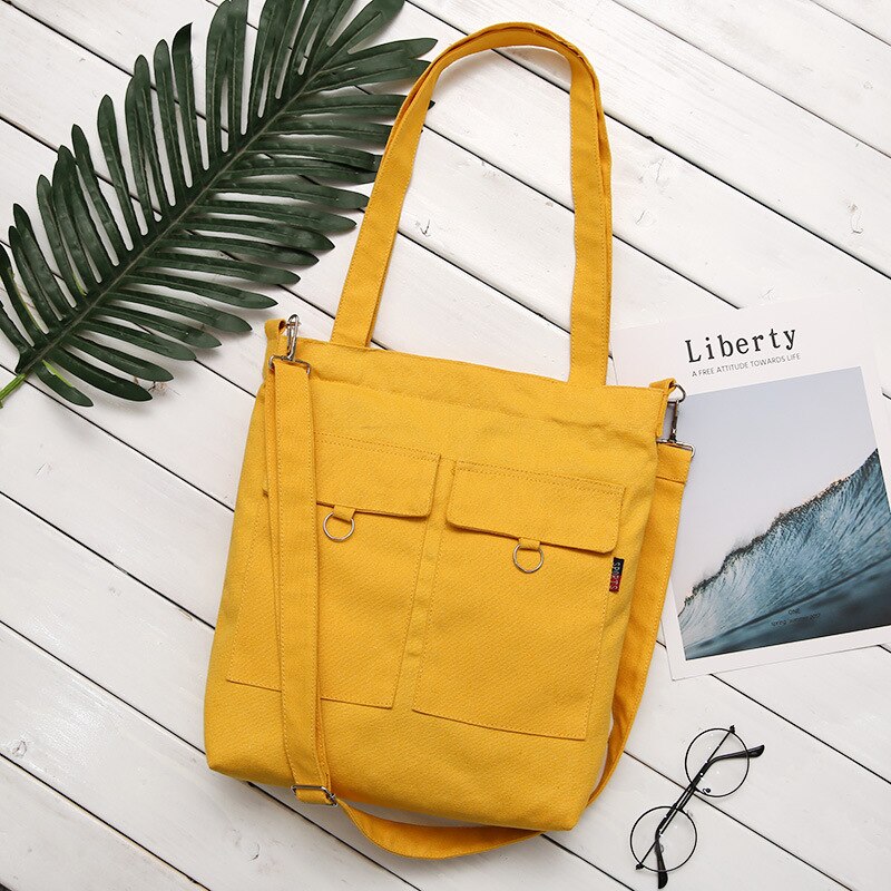 Bolso de mujer veces Casual minimalista femenino bolsos de hombro bandolera Lona de estudiante negro blanco amarillo azul: Amarillo