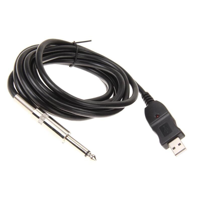 Guitar Bass 1/4 6.3mm To USB Interface Link Connection PC Instrument Cable Audio Adapter Converter USB Guitar Cable 3M Z70