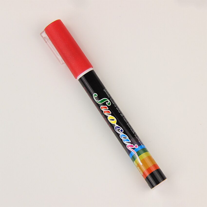 1pc reversible spisser highlighter fluorescerende flytende kritt markørpenn for led-skrive fluorescerende tavle flytende kritt: Rød