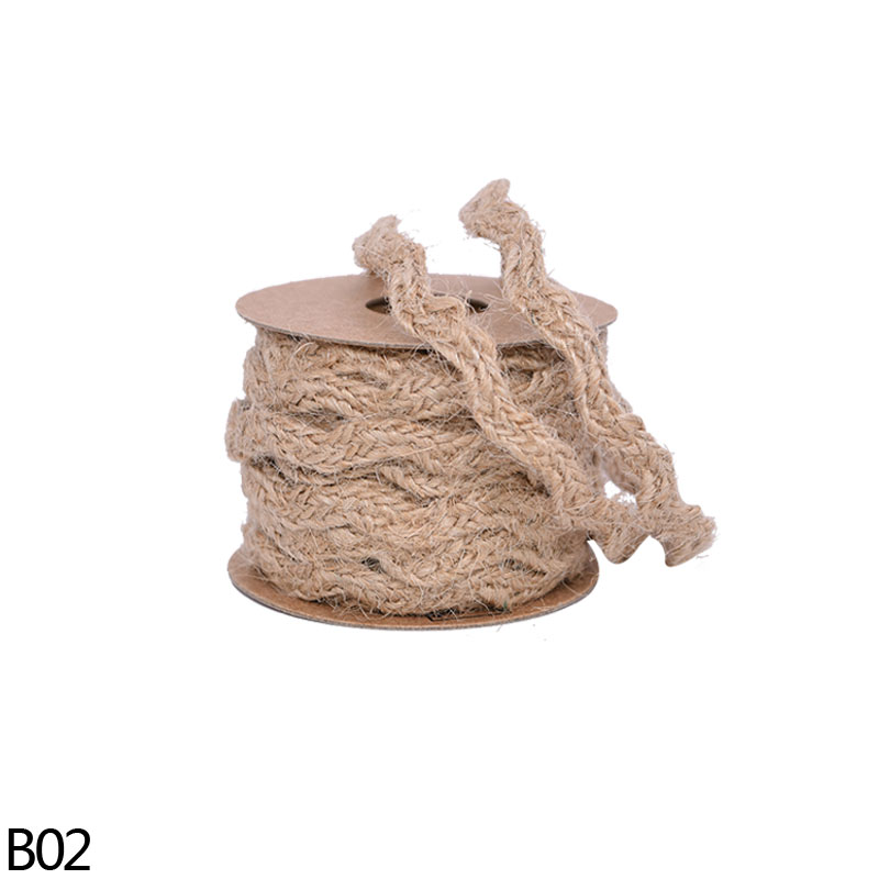 Cuerda de yute trenzada de arpillera Natural, 5 metros, cuerda de cáñamo tejida a mano, cuerdas para embalaje de , boda, evento, , decoración del hogar: B02