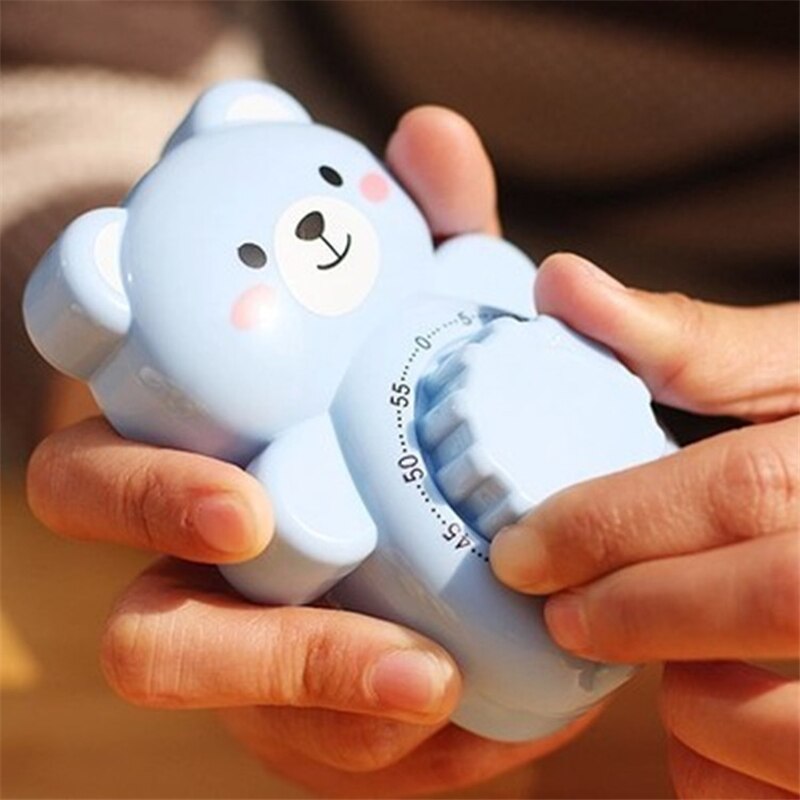 Cute Cartoon Bear Timer Baking Teaching Cooking Mechanical Timer 60 Mins Twist Wind-up Timer With Ring Alert Without Battery