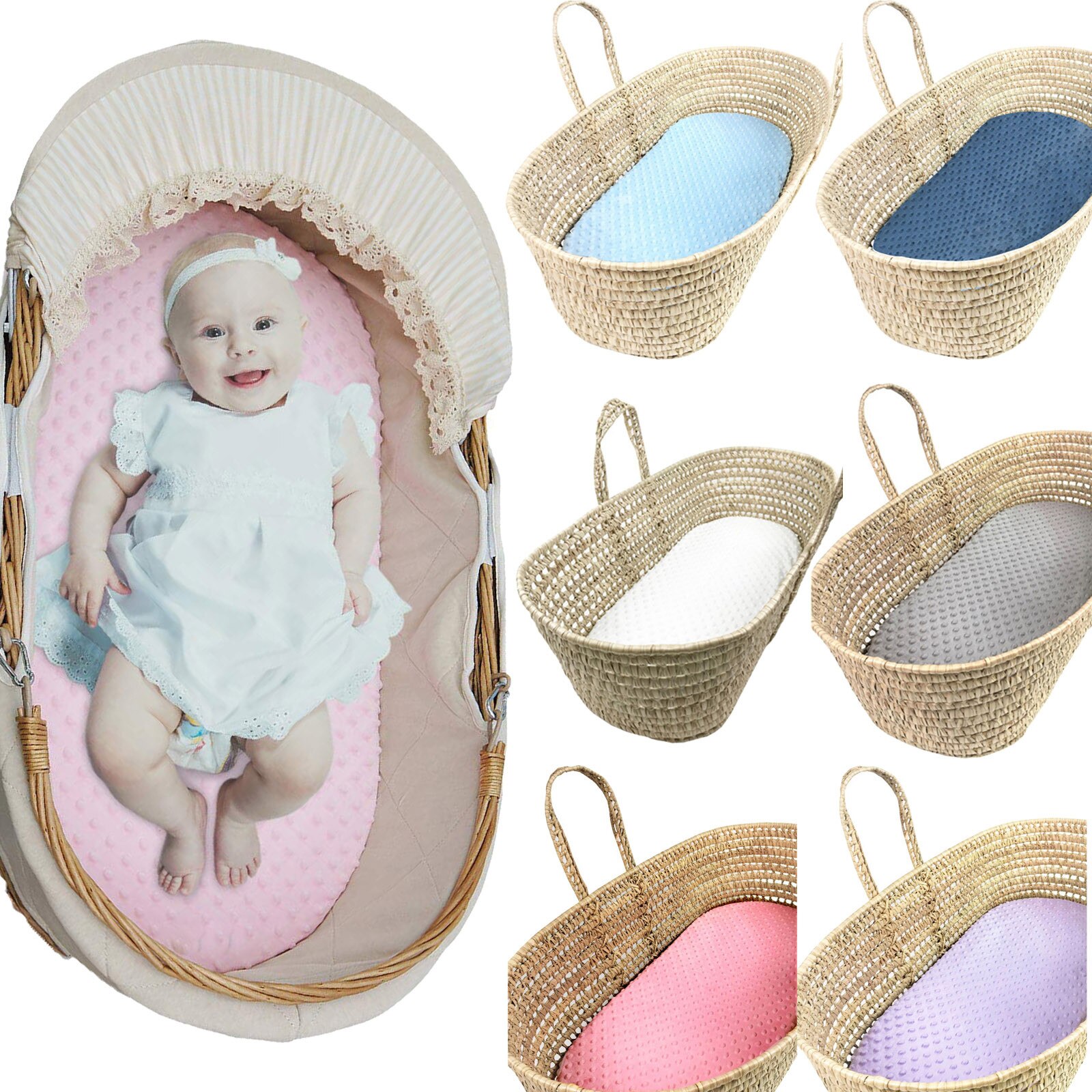 Cesta de Moisés para bebé, cama de burbujas súper suave, almohadilla para el cuidado de la cuna del bebé, sábana ajustada, accesorios, para niños pequeños # Y