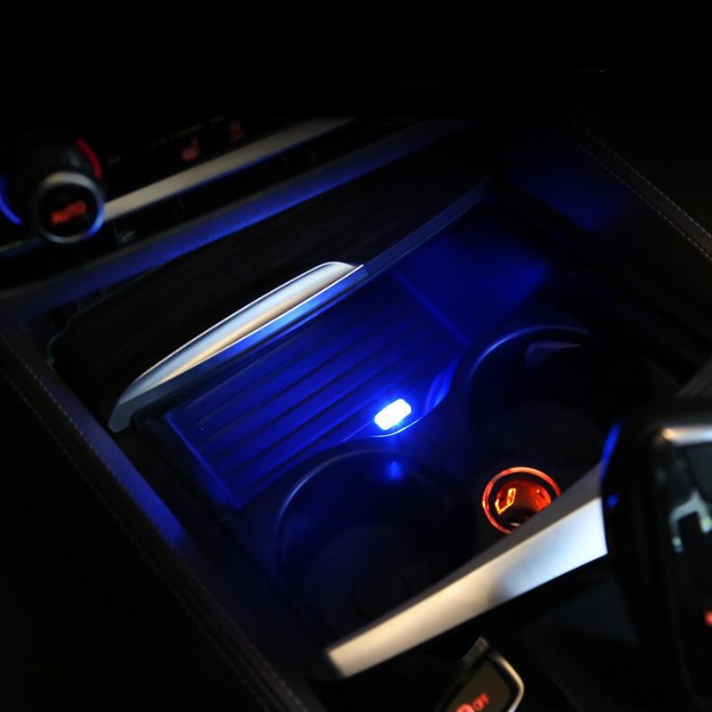 Car Styling Cup Holder storage box light USB Decorative For Mercedes Benz A C E S Class W205 W213 W222 amg GLC CLS CLK CLA SLK