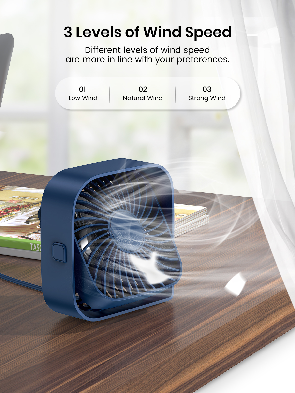 Topk mini bärbar fläkt usb skrivbordsfläkt bord starkt luftflöde och tyst drift 3 hastigheter vind 360 ° roterbara stående fläktar för rum hem