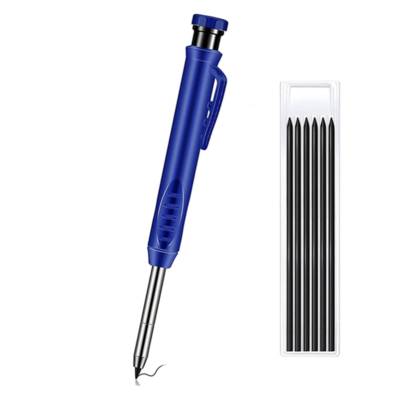 Solid Carpenter Pencil Set Leads Built-in Sharpener Deep Hole Mechanical Marker Marking Pen Tool: Gold