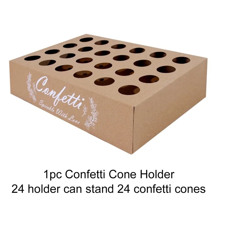 Soporte para conos de confeti de boda, soporte para conos de boda, suministros de decoraciones de boda de papel Kraft, cono de bandeja de confeti: Caqui oscuro