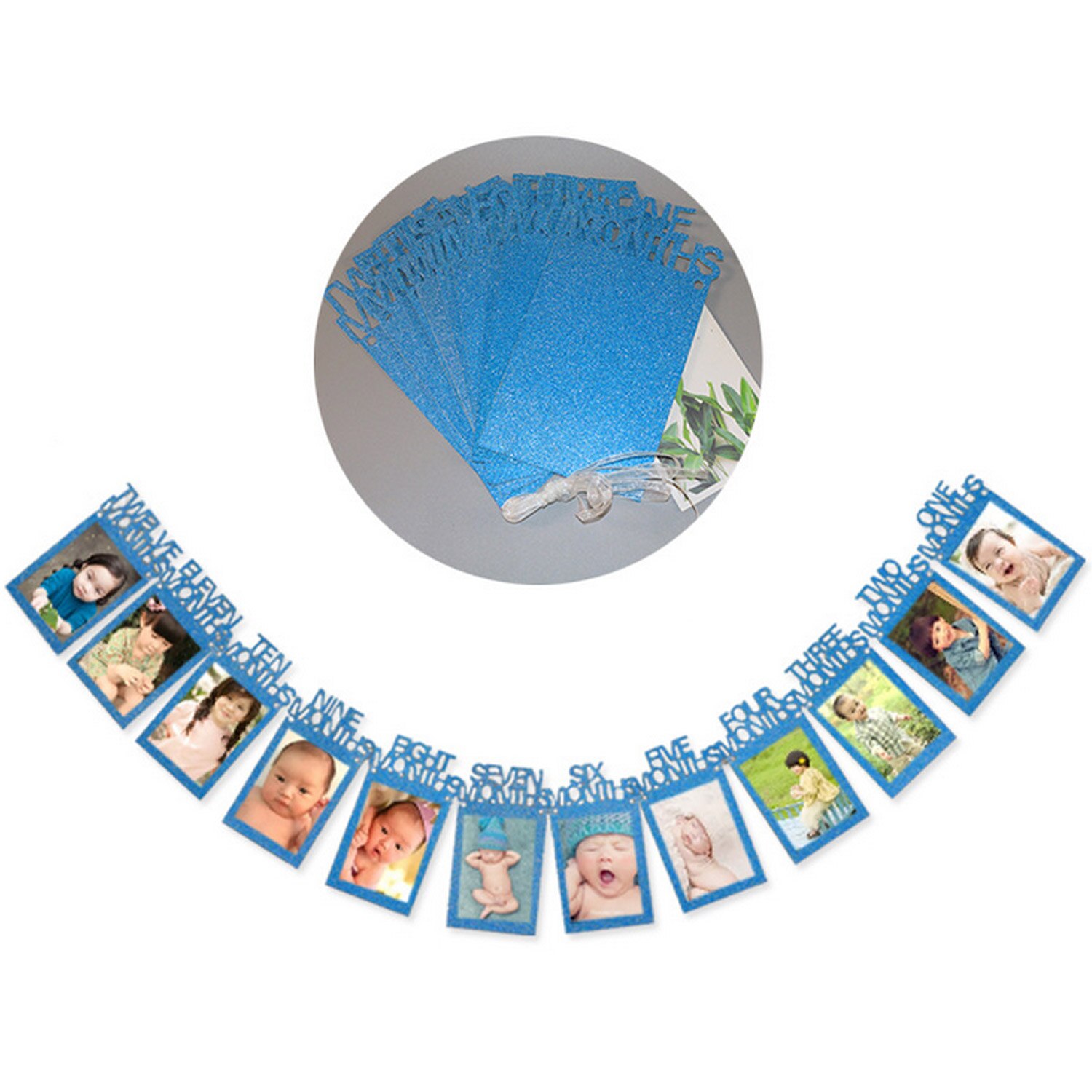 Eerste Verjaardag Decoratie 1 Tot 12 Maanden Maandelijkse Papier Foto Foto Bunting Garland Banner Voor 1 Jaar Oude Viering: C