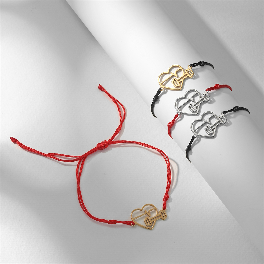 Cazador Esercizio sport battito cardiaco Bracciale con ciondolo con manubri per donna Gioielli in acciaio inossidabile 2025 Bracciale a catena con scatola a portata di mano