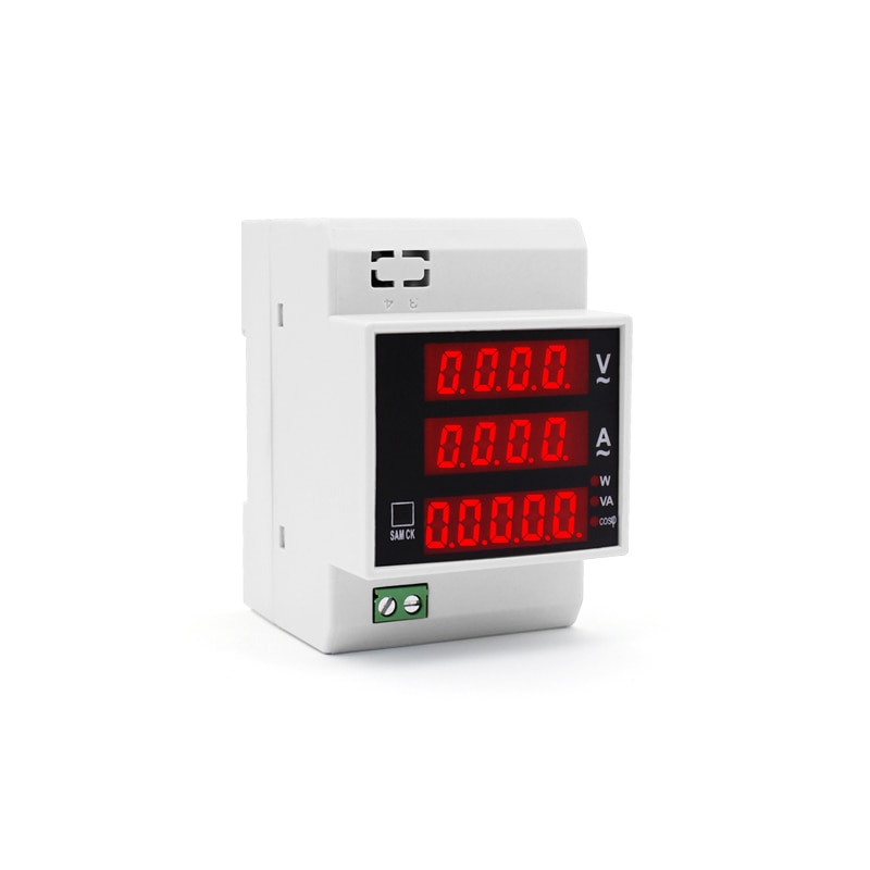 0-30000w 200-450v 100a ac spenning, ampere, watt, tilsynelatende effekt, effektfaktor ac din multifunksjons elmåler