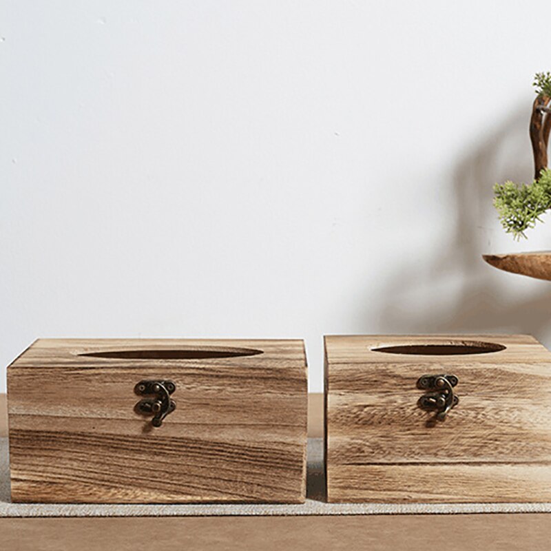 Retro Style Wooden Tissue Box,Paper Napkin Holder Case Wood Bathroom Facial Tissue Box for Bathroom Bedroom
