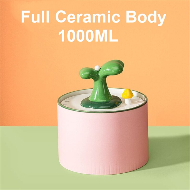 Electric Ceramic Cat Drinking Water Fountain For Cats Dogs Drinking Bowl Automatic Cat Water Fountain Dispenser Pet Supplies: Pink-1L