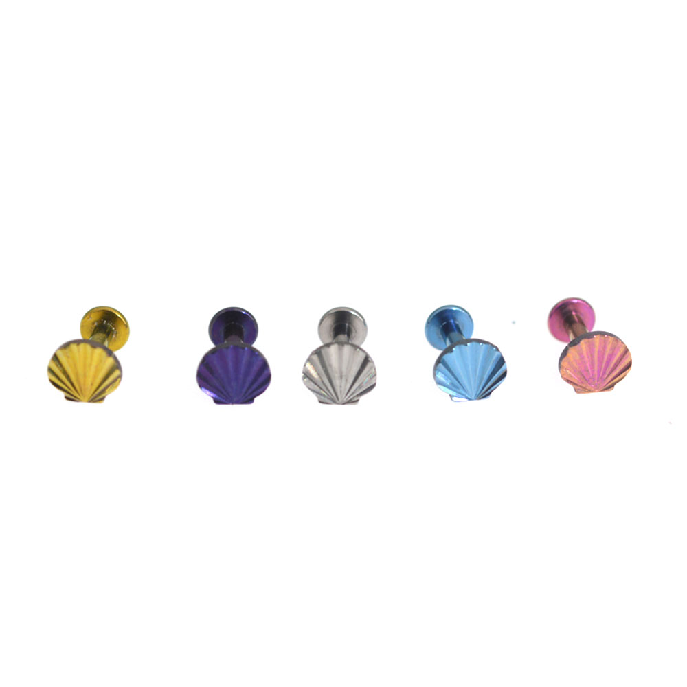 Piercing de cartílago de luna de concha anodizada de titanio G23 de 16G, hélice de oreja, joyería corporal, ASTM F136, tornillo de rosca interna, Labret