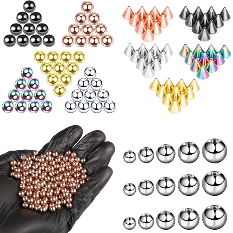 Lot de Boules de Piercing en Acier Inoxydable, Vis de Remplacement, Labret, Eyebloguing, en Vrac, Accessoires de Bijoux, 10 Pièces