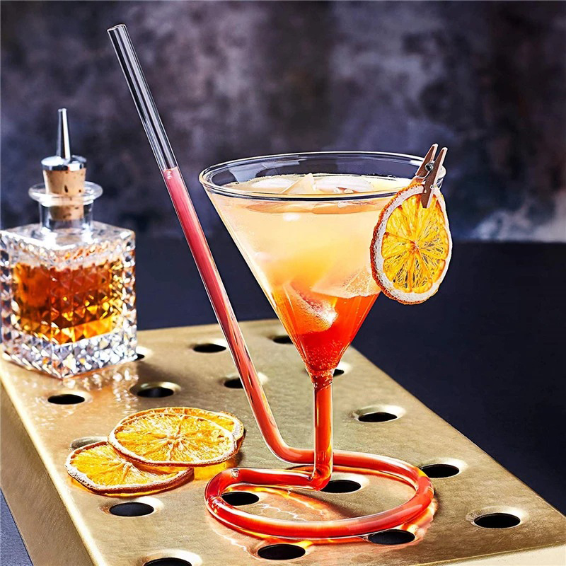 Spiral- Cocktail Glas drehbar Martini kreative lang Schwanz Cocktail Stroh Weinglas für Bar Party Versorgung Barware
