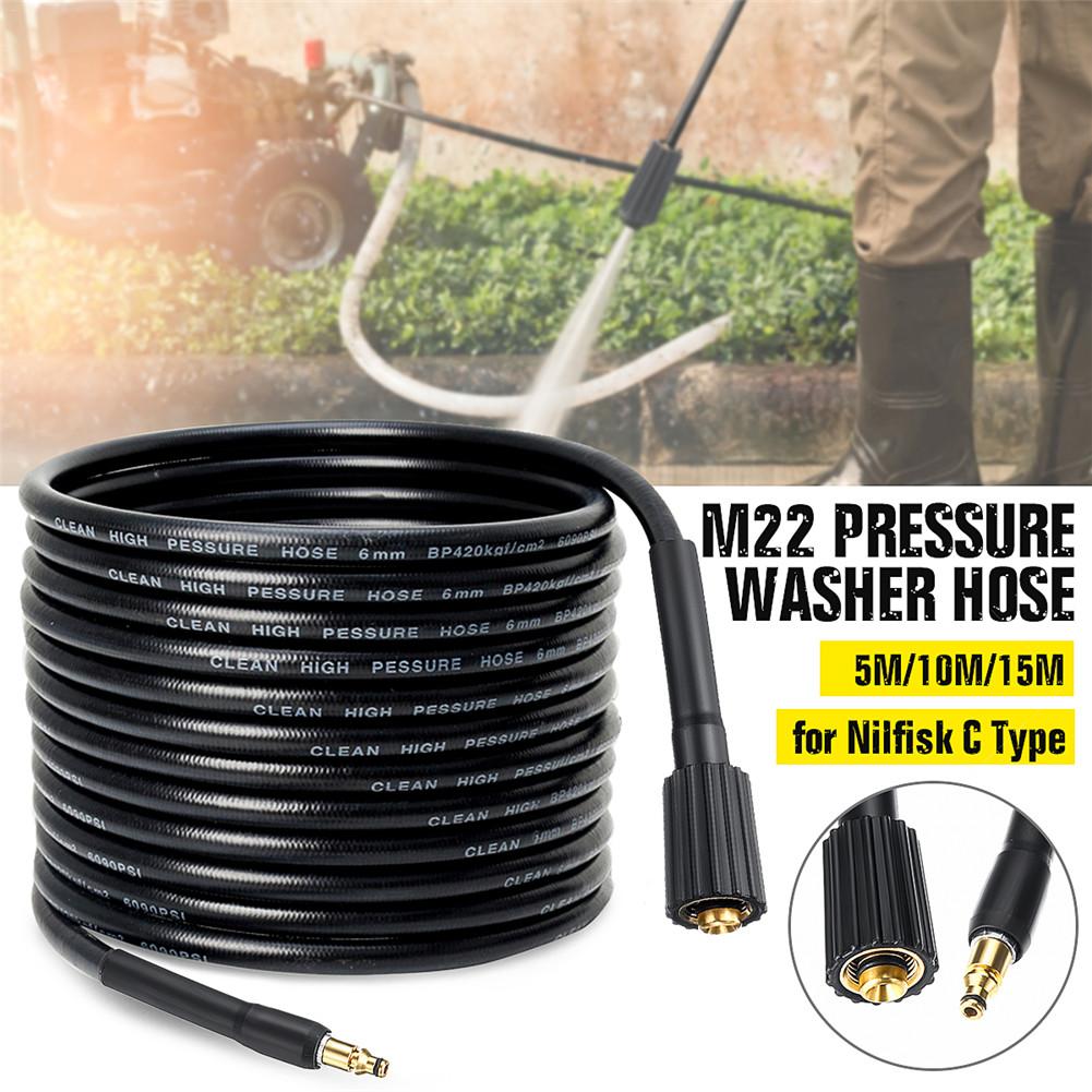 5M/10M/15M M22 Connector Garden High Pressure Cleaner Sprayer Washer Hose Suitable For Nilfisk C100 C110 C120 C130 C140