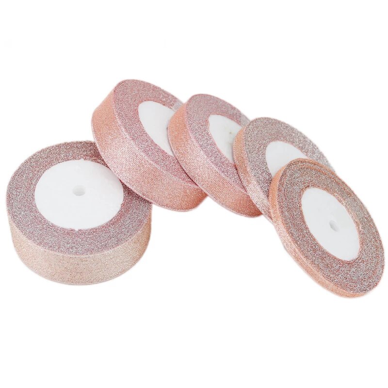 (25 Yards/Roll) luxe Orange Metallic Shiny Lint Kerst Linten (6/10/20/25/40Mm)