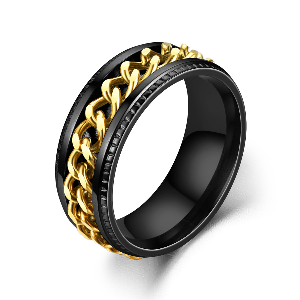 I metal spinner fidget fede ringe til mænd rustfrit stål roterbar kæde angst lindring spinning ring anillo antiestres: 6 / Grøn