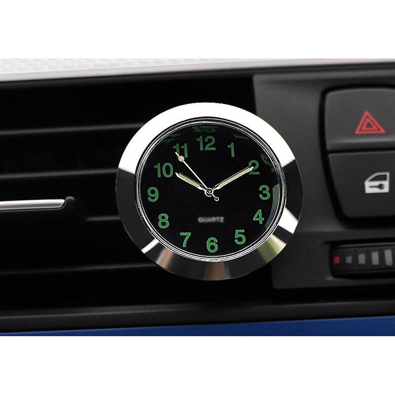 1pc Car Clock Auto Dashboard Interior Analog Chrome Metal Clip Exhaust