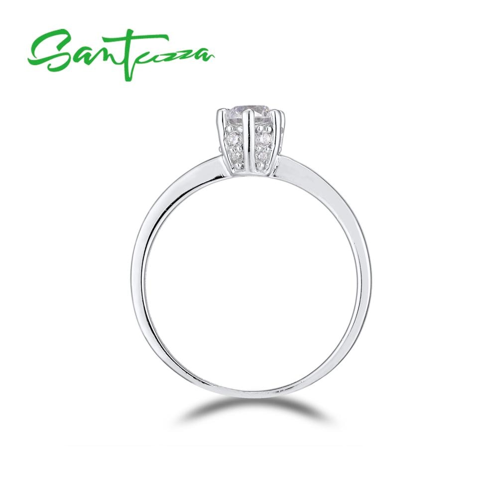 Santuzza 925 Sterling Silver Rings For Woman Sparkling White CZ Stones Silver Engagement Romantic Chic Female Rings Fine Jewelry