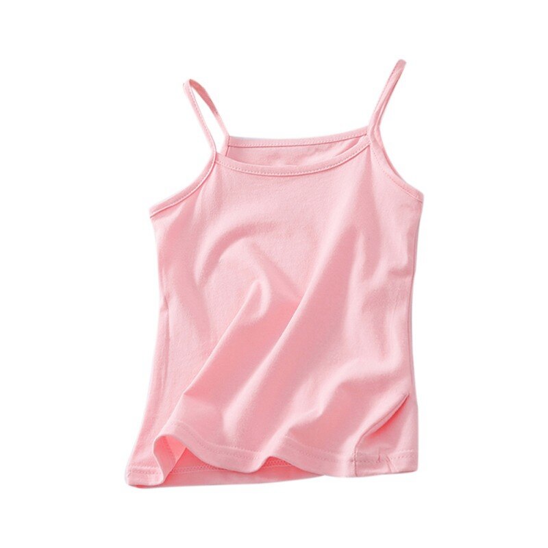 Simple Summer Toddler Girls Sleeveless Vest Solid Print Tops Blouse Cotton Casual Children Outfits School Home Leisure Vests