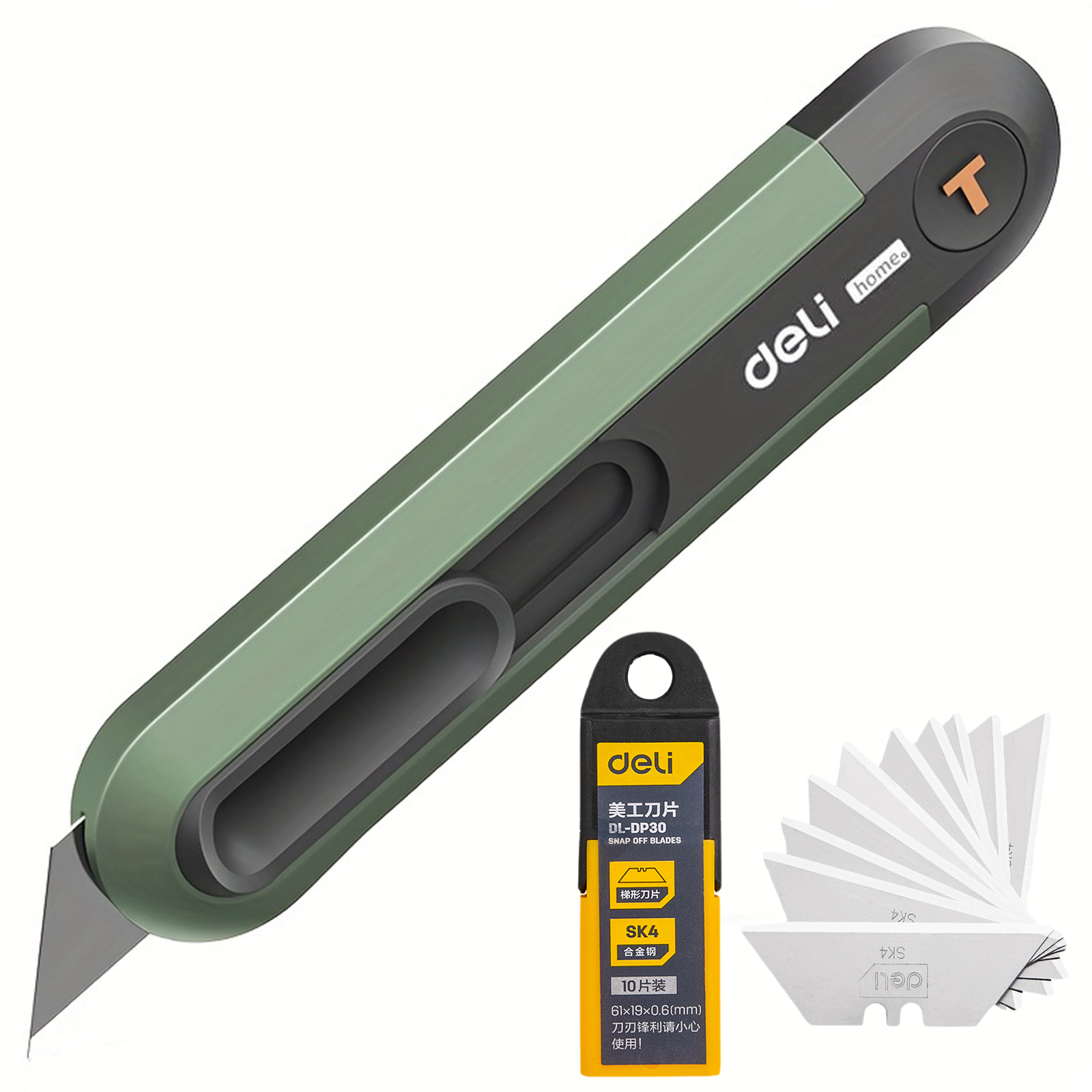 Deli Retractable Utility Knife,Box Cutters,Portable Paper Cutter for Envelopes Express Unpacking Cutting DIY Crafts: light green