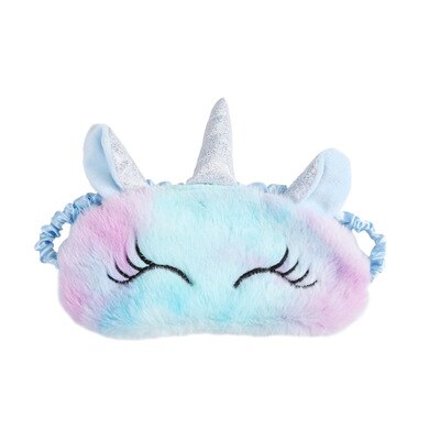 Mascarilla de dormir para niños y adultos, máscara de felpa con dibujos animados, para los ojos, con banda para los ojos, para descanso de ojos: 1PC Gradient Blue
