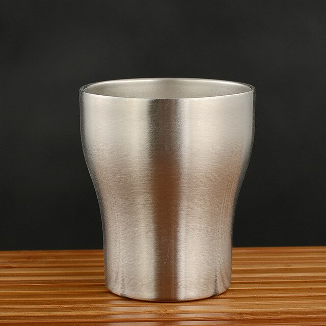 250ml Small Coffee Cup For Wine Tea Water Mugs Flask Double Wall Stainless Steel Home Office Drink Adults Children Picnics: Silvery