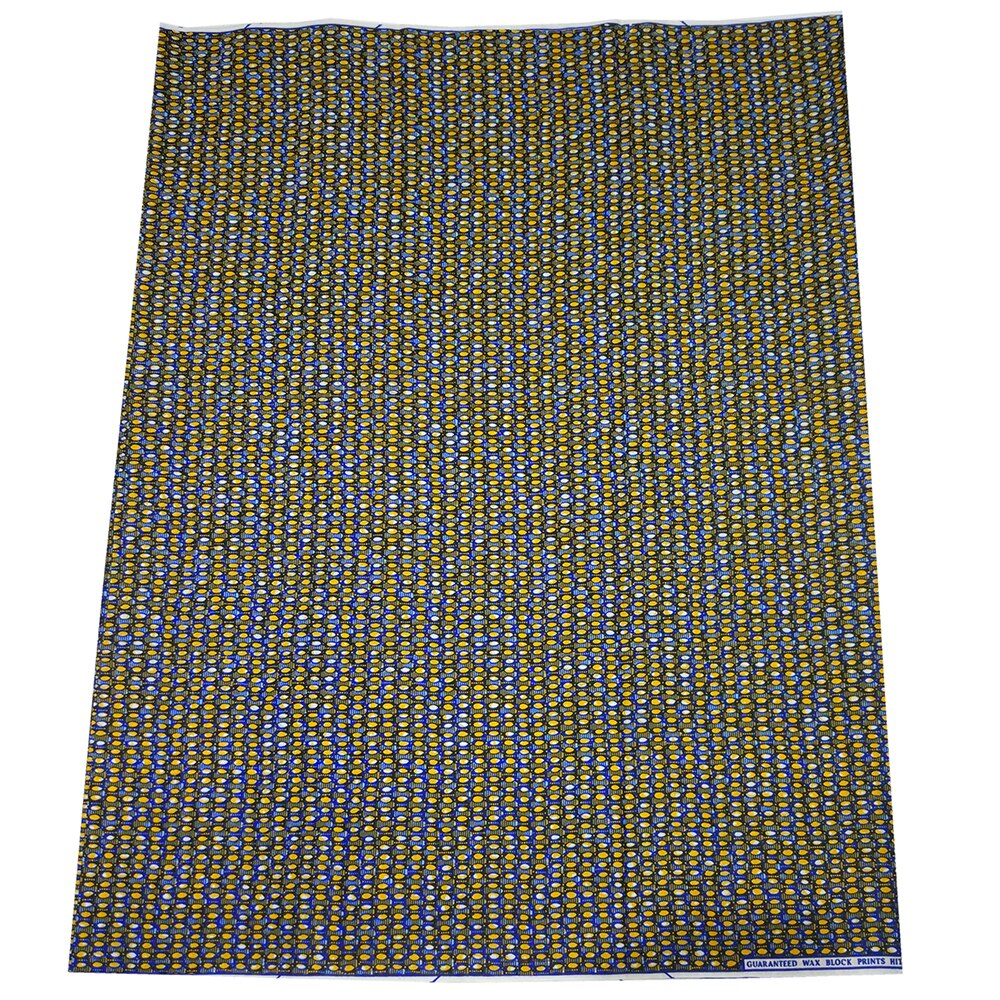 Newest Yellow And Blue Pattern Printed African Nigeria Pagne Java Sewing Guaranteed Wax Fabric 6Yards