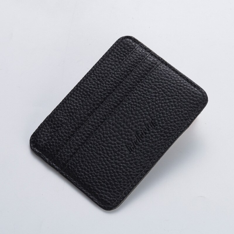 Women Slim Minimalist Wallet PU Leather Credit Card Holder Short Purse: Black