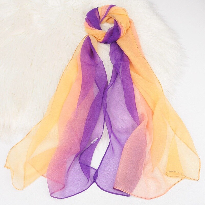 Jifanpaul Gradiënt Zijden Sjaal Vrouwelijke Populaire Sjaal Georgette Multicolor Sjaal Dans Zijden Sjaal: T48-Snow bud purple