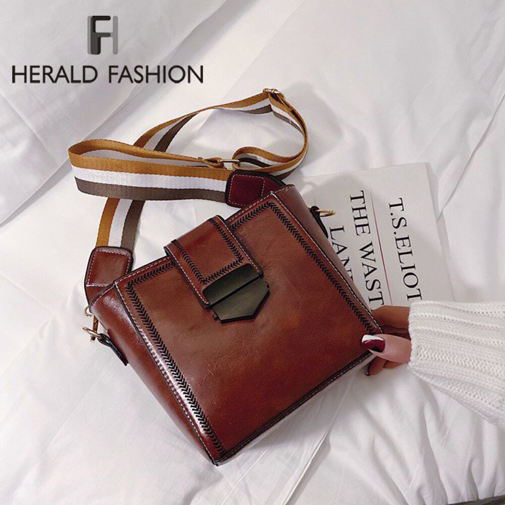 Kvinnelig skinn dameveske dame skulder håndvesker ensfarget bøtte med stor kapasitet casual kvinnelige crossbody vesker