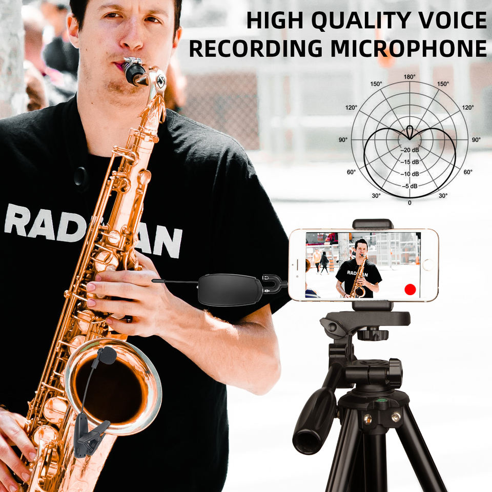 Instrumentos sem fio captador amplificador uhf 2.4g microfone receptor sem fio transmissor para saxofone trompete chifre tuba flauta
