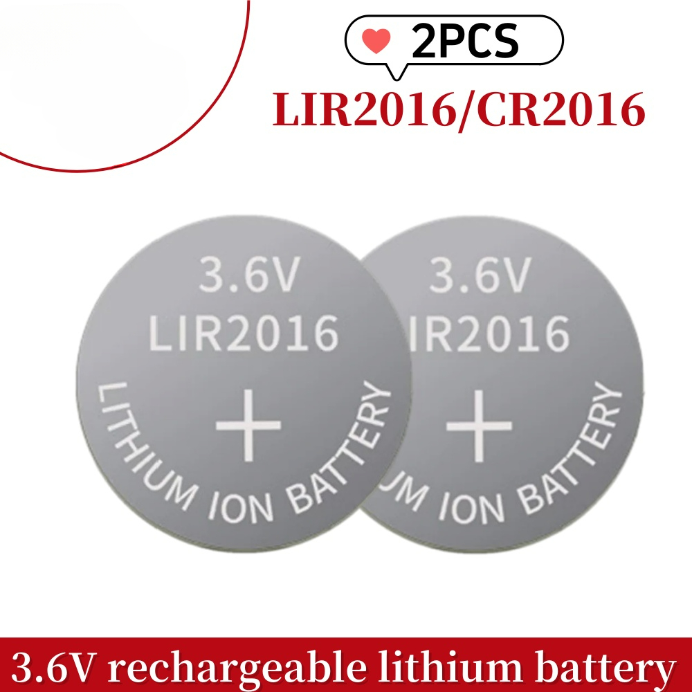 2PCS LIR2032 LIR2016 LIR2025 LIR2430 LIR2450 LIR1632 3.6V Rechargeable Lithium Battery Replaces CR2032 2430 2450: black