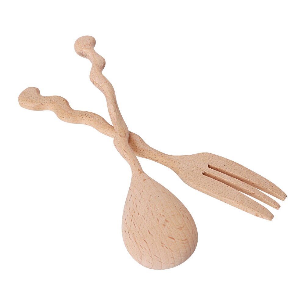 Bestek Sets Set met Houten Handvat Inclusief Vork Lepel Thuisgebruik Staal 4 Stuk